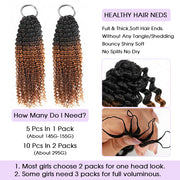 #T1B/30 Ombre Brown Crochet Hair Small Kinky Curly Feather Human Hair Extension