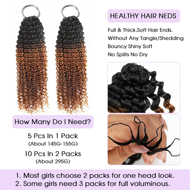 #T1B/30 Ombre Brown Crochet Hair Small Kinky Curly Feather Human Hair Extension