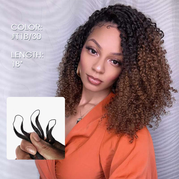#T1B/30 Ombre Brown Crochet Hair Small Kinky Curly Feather Human Hair Extension