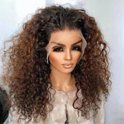 Ombre Brown Preplucked Water Wave HD Lace Front Human Hair Wigs