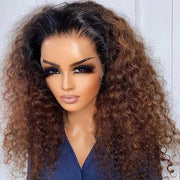 Ombre Brown Preplucked Water Wave HD Lace Front Human Hair Wigs