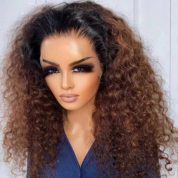 Ombre Brown Preplucked Water Wave HD Lace Front Human Hair Wigs