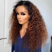 Ombre Brown Preplucked Water Wave HD Lace Front Human Hair Wigs