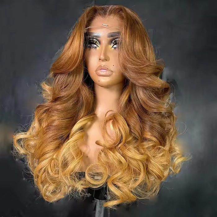 Ombre Light Brown Wigs 13x6 Lace Frontal Wigs Human Hair Pre 