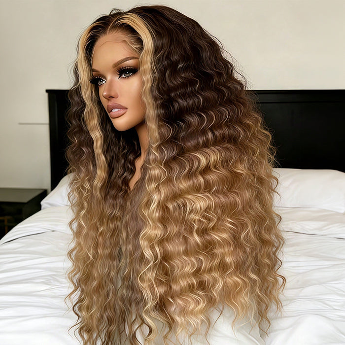 ヘアリフォーマー Skinlike HD Lace Brazilian Deep Wave Wigs Drawstring 13x6 Full