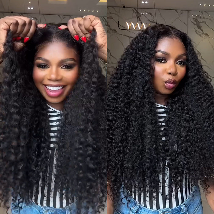 Super Double Drawn Human Hair Curly Wig Glueless Pre Cut 8x5 HD Lace Human Hair Pre Everything Wigs Salon-Quality