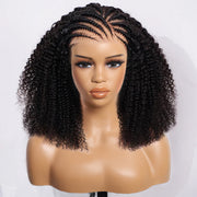 Pre-Braided Kinky Curly Human Hair Wigs 13x6 HD Lace Frontal Wig Pre Bleached For Women