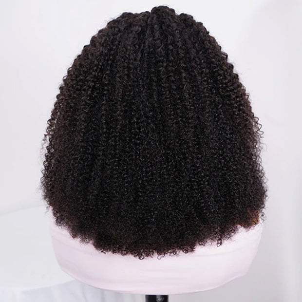 Pre-Braided Kinky Curly Human Hair Wigs 13x6 HD Lace Frontal Wig Pre Bleached For Women