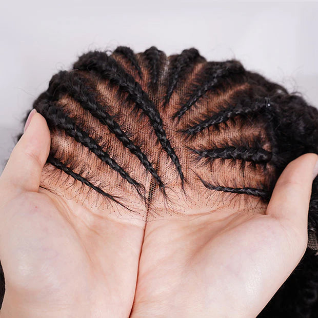 Pre-Braided Kinky Curly Human Hair Wigs 13x6 HD Lace Frontal Wig Pre Bleached For Women