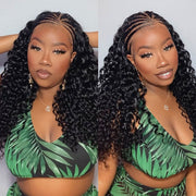 Glueless Pre Braided Wig Deep Wave Drawstring 13x6 Full HD Lace Frontal Human Hair Wigs For Women