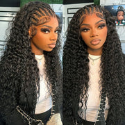 Glueless Pre Braided Wig Deep Wave Drawstring 13x6 Full HD Lace Frontal Human Hair Wigs For Women