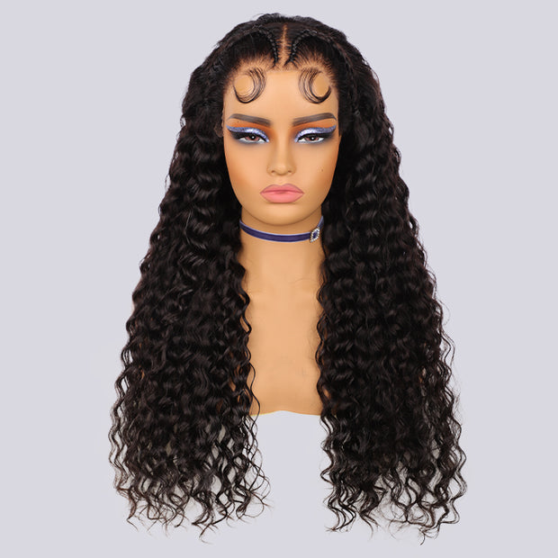 Butterfly Braids Wig Deep Wave 13x6 HD Lace Frontal Wig Pre Styled Pre Plucked