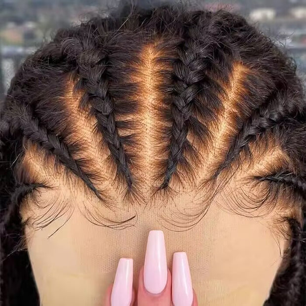 Glueless Pre Braided Wig Deep Wave Drawstring 13x6 Full HD Lace Frontal Human Hair Wigs For Women