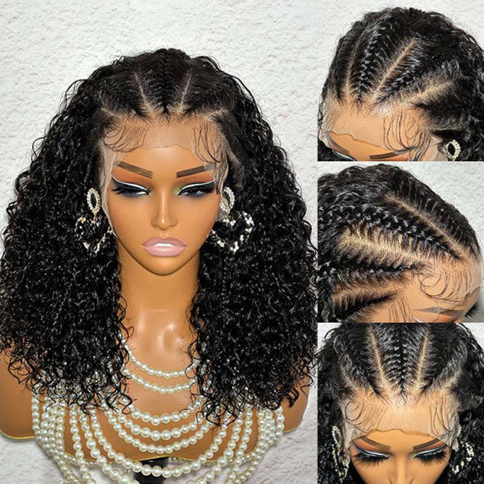 Pre Braided Curly Wig Glueless13x6 Full HD Lace Frontal Wigs With Pre Bleached Knots Ready & Go Wigs