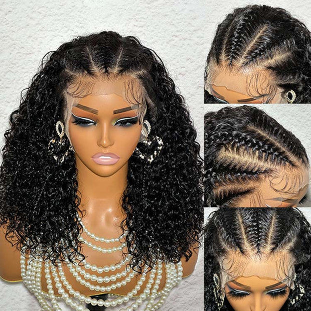 Pre Braided Curly Wig Glueless13x6 Full HD Lace Frontal Wigs With Pre Bleached Knots Ready & Go Wigs