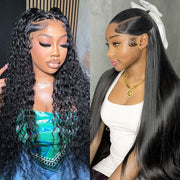 13x4 HD Lace Front Human Hair Wigs Deep Wave / Straight Pre Bleached Knots Ship In 24H