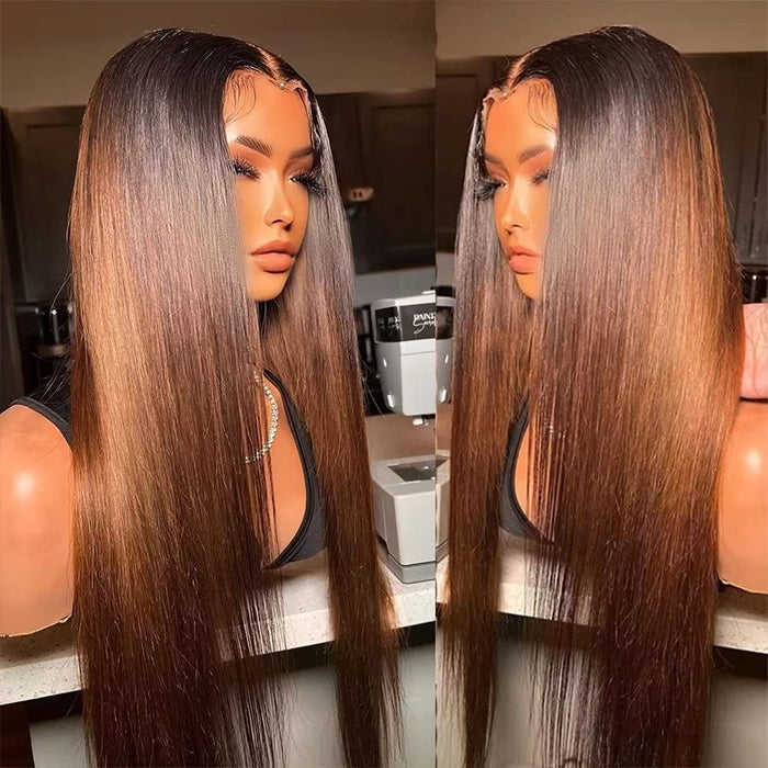 Long Ombré Wig 2020  Lacefront Brown Wig 2020 Samantha | Black Brown Ombre Wavy Lace Front Wig 24 main image 2