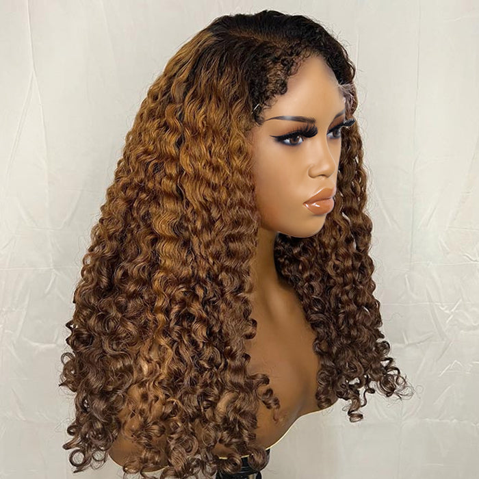 4C Edges Hairline Glueless Lace Front Wig High Quality Ombre Black Brown HD Lace Human Hair Wigs For Women
