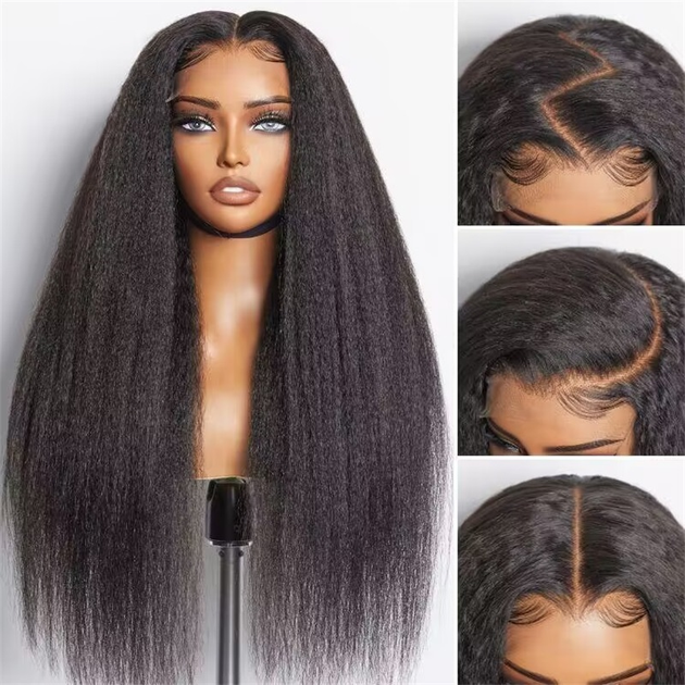 13x4 Lace Frontal Yaki Straight Pre Cut & Pre-Plucked Real Ear To Ear ...