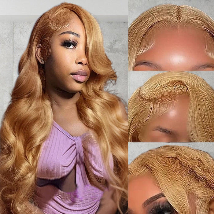 Body Wave #27 Colored HD Lace Human Hair Wigs For Women Honey Blonde 13*4 13*6 Lace Frontal Wigs