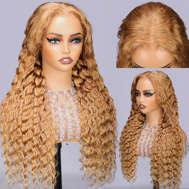 Detailed Honey Blonde Deep Wave Wig Design Nature Detailed Honey Blonde Deep Wave Wig Design Nature