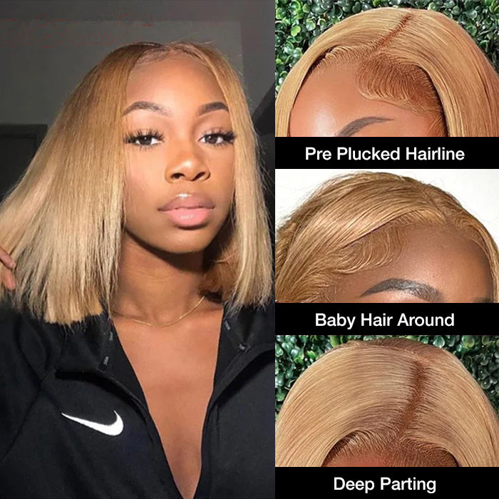 27 hair color honey blonde straight bob wig