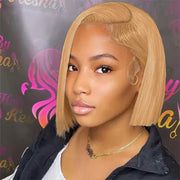 #27 Honey Blonde Short Straight Bob 13x4/4x4 Lace Wig 100% Human Virgin Hair