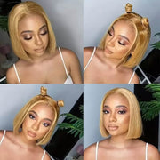 #27 Honey Blonde Short Straight Bob 13x4/4x4 Lace Wig 100% Human Virgin Hair