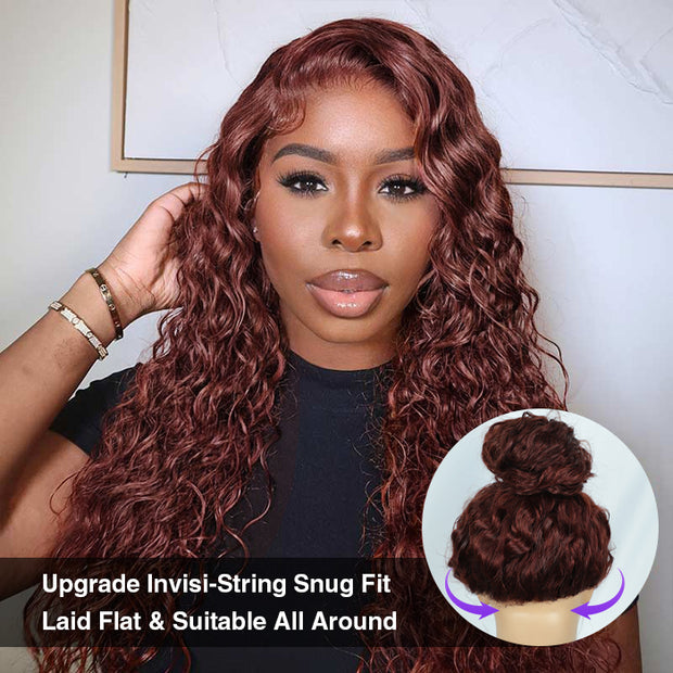 Snug String #33 Reddish Brown Water Wave Invisi-Pull String Snug Fit 360 HD Lace F ...