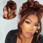Reddish Brown Human Hair Body Wave Wigs 13X4 HD Lace Front Wigs Pre-Plucked Hairline