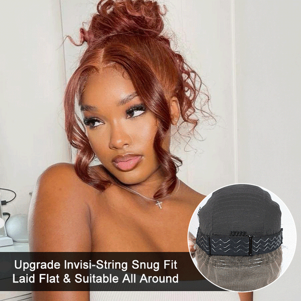 Reddish Brown Human Hair Body Wave Wigs 13X4 HD Lace Front Wigs Pre-Plucked Hairline
