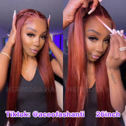 #33 Reddish Brown Color Upgrade 8*5 Pre Cut HD Lace Closure Wigs Glueless Wear & Go Wig