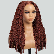 Burmese Curly Colored Wig with Finger Coil Ends Glueless 13x6 HD Lace Frontal Human Hair Wigs with Elastic Drawstring