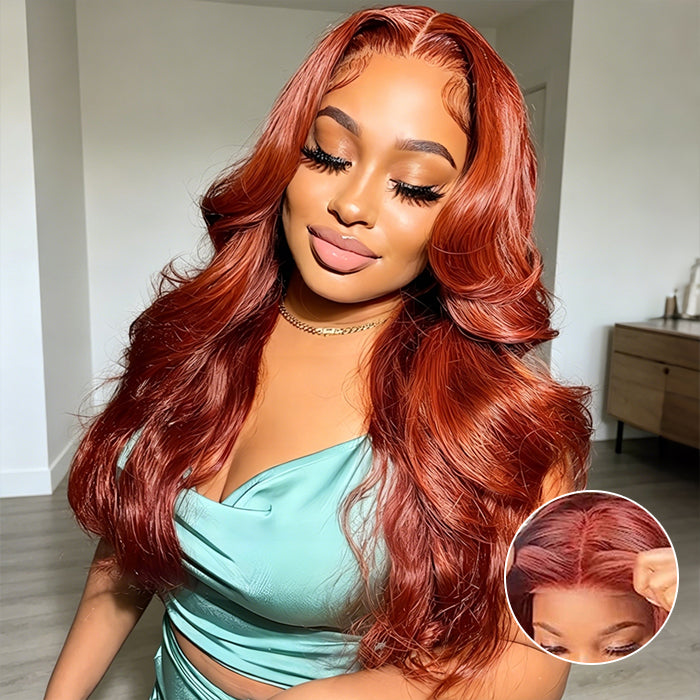 #33 Reddish Brown Color Upgrade 8*5 Pre Cut HD Lace Closure Wigs Glueless Ready & Go Wig