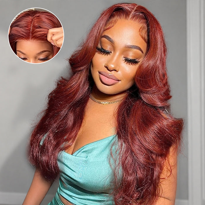 #33 Reddish Brown Color Upgrade 8x5 Pre Cut HD Lace Closure Wigs Glueless Ready & Go Wig