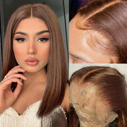 220% Density Short Straight Bob Wigs 13x4 HD Lace Front Wigs Pre Plucked & Bleached Knots Glueless Human Hair Wig