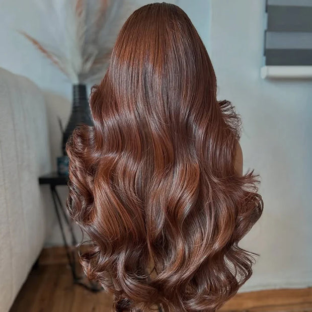 Copper Brown 13x6 Clear HD Lace Frontal Wig 100% Human Hair Super Natural Hairline