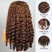 Burmese Curly Colored Wig with Finger Coil Ends Glueless 13x6 HD Lace Frontal Human Hair Wigs with Elastic Drawstring