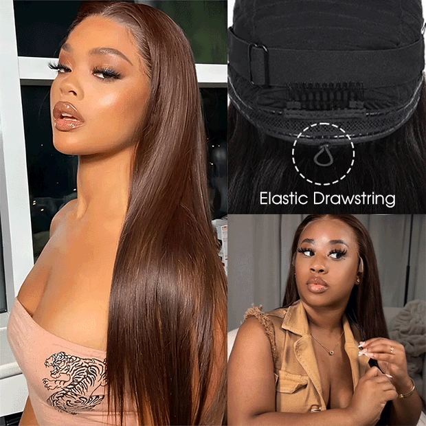 #4 Chocolate Brown 13x4 HD Lace Front Wigs Human Hair Wigs For Women Pre Plucked
