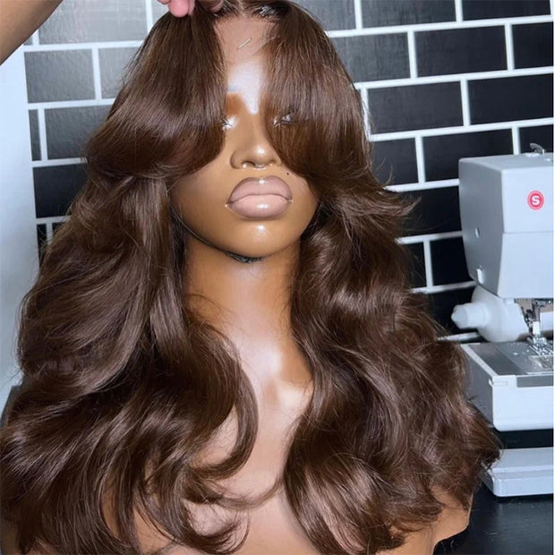 Face-Framing Curtain Bangs Pre-bleached Body Wave Glueless HD Lace Wig Ready To Go