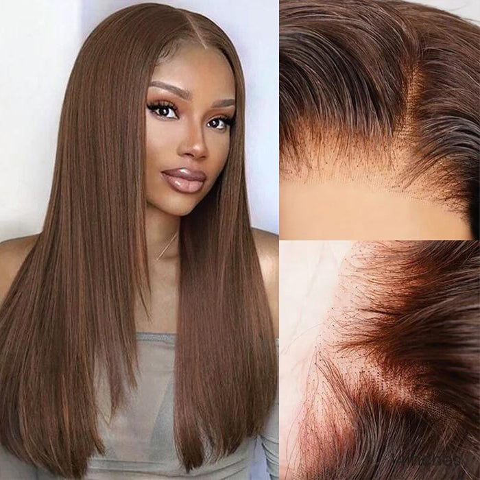4 Chocolate Brown Layered Cut Straight 13x4 HD Lace Front Wig