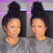 Kinky Edges Glueless 360 Full Lace Frontal Curly Wigs With Invisi-String Affordable Snug Fit Human Hair Wigs Lace Parting Anywhere