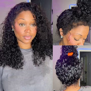 Kinky Edges Glueless 360 Full Lace Frontal Curly Wigs With Invisi-String Affordable Snug Fit Human Hair Wigs Lace Parting Anywhere