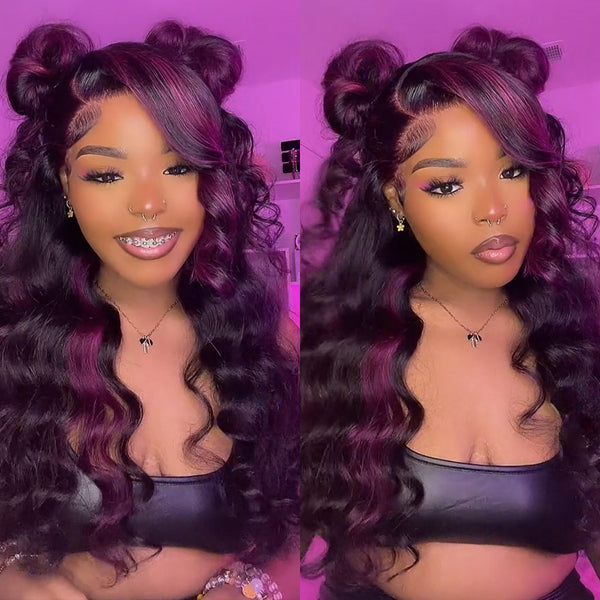 Purplish Full Beauty Wig Purple Body Wave Lace Front Wigs Pre Plucked Brazilian Remy  main image 2