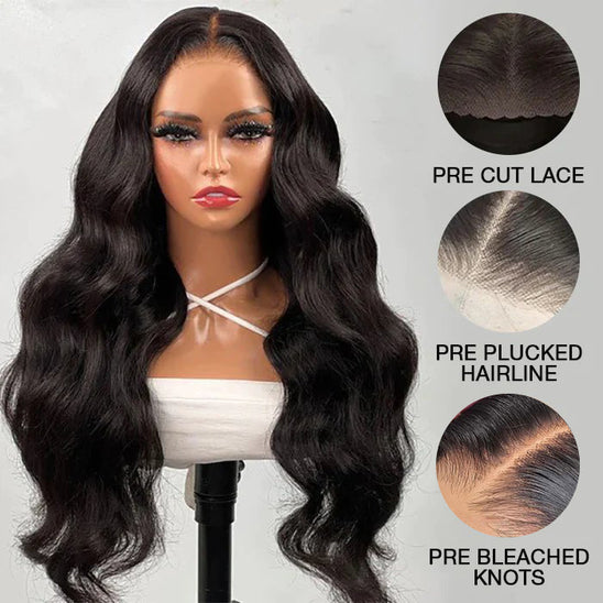 Body Wave Glueless Wear & Go Wigs Bleached Knots Pre Cut HD Lace Pre Plucked Hairline