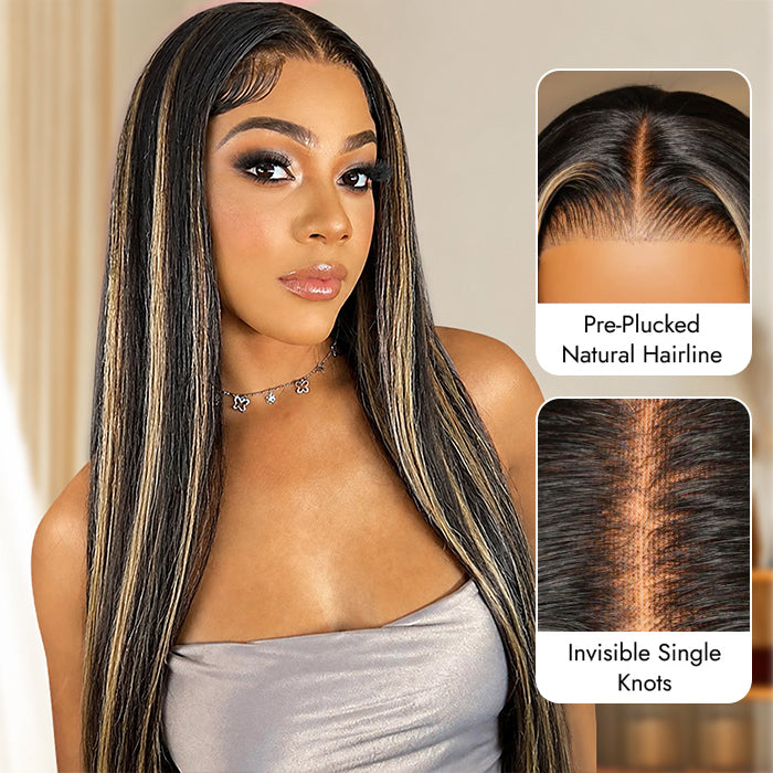 2 Wigs Set | Blonde Highlight 8x5 Pre Cut Lace Wig & #33 Reddish Brown 8x5 Short Bob Wig