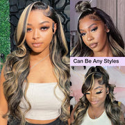 Honey Blonde Highlight Straight/Body Wave Wig 5x5 Invisible HD Lace Closure Wig 100% Human Hair