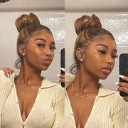 #4/27 Brown Highlights Straight Invisi Strap Snug Fit 360 Pre-Everything Glueless Lace Frontal Wig