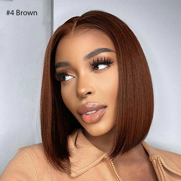 220% Density Short Straight Bob Wigs 13x4 HD Lace Front Wigs Pre Plucked & Bleached Knots Glueless Human Hair Wig