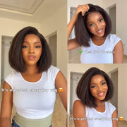 Kinky Straight Glueless 8x5 Closure Lace Wig 4C Kinky Edges 100% Human Hair Wigs Pre-cut Pre-bleached